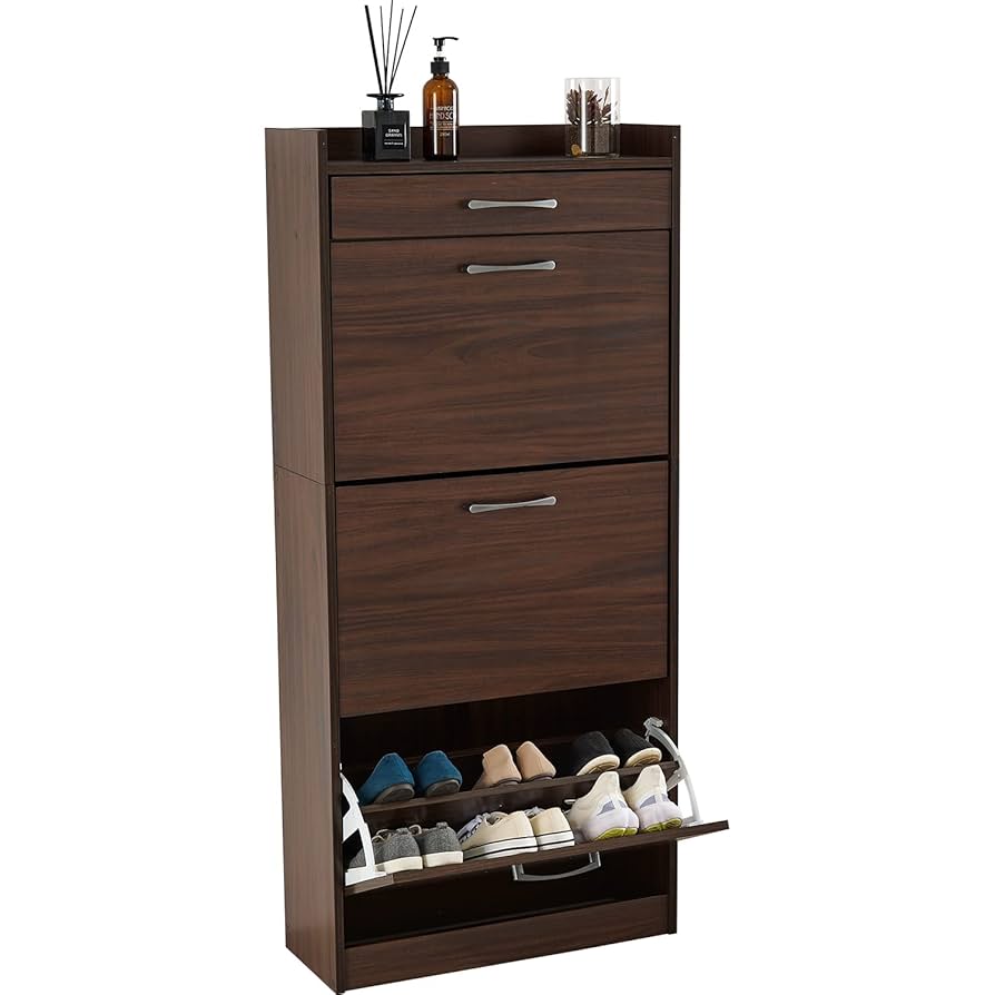 Amazon｜萩原 シューズラック 靴箱 下駄箱 3段 18足 収納 隠せる